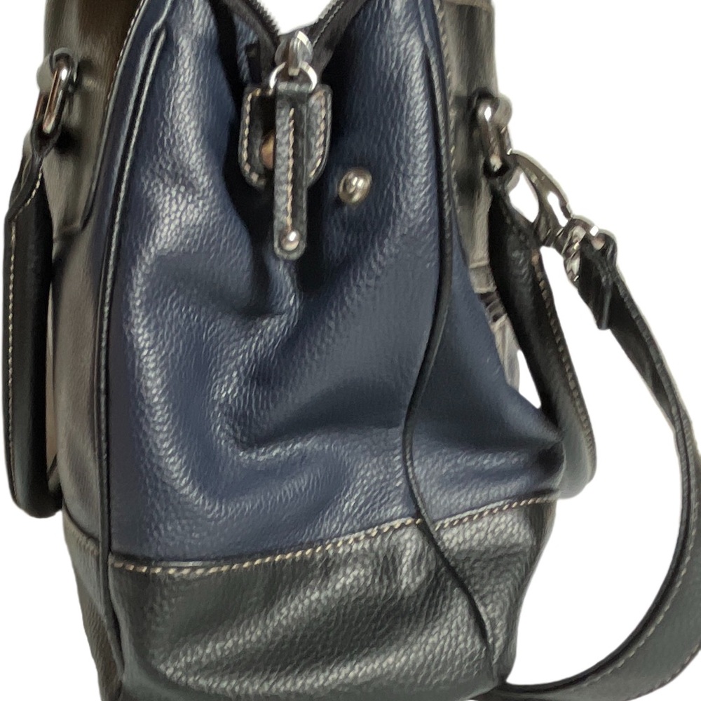 Tignanello Navy and Black Two-Tone Leather Satchel - Picture 5 of 10
